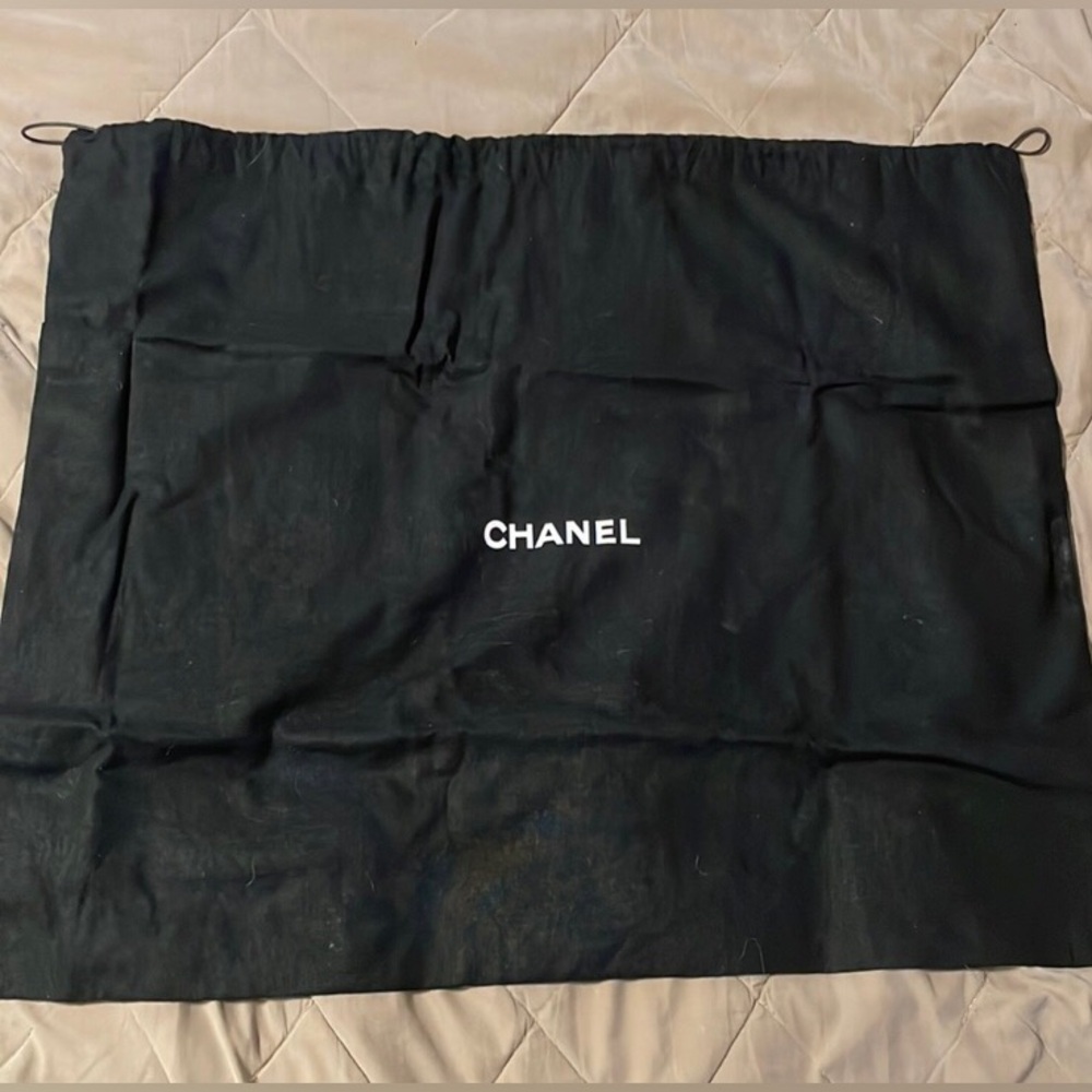 Authentic 23"x20" Chanel dust bag with leather drawstring